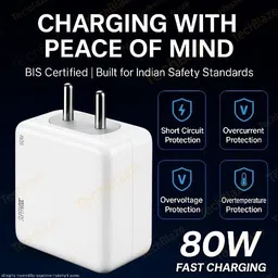 TechBlaze 80 W SuperVOOC 7.3 A Wall Charger for Mobile with Detachable Cable image 4