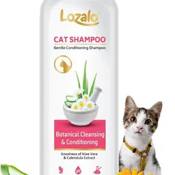 lozalo Botanical Cleansing & Conditioning Cat Shampoo for soft & silky cat fur 250 ml Pet Coat Cleanser image 3