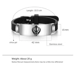 m men style Religious Sikh Sardar Punjabi Stainless Steel Silicone Wrist Bangle Bracelet For Men/Boys Unisex Favors Supplies image 2
