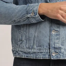 EVERBLUE Washed Spread Collar Long Sleeves Denim Jacket image 4