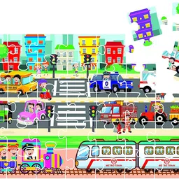 funablo 4 in 1 Transport Vehicles Jigsaw Puzzle for Kids. 4 Puzzles 35 Pieces Each image 2