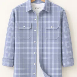 foxey Men Regular Fit Checkered Spread Collar Casual Shirt-picture-24