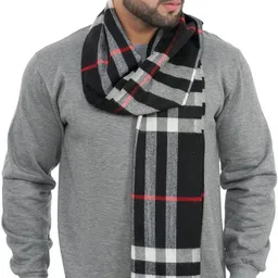 tricky shopper Checkered Pure Wool Men Black Scarf-picture-37