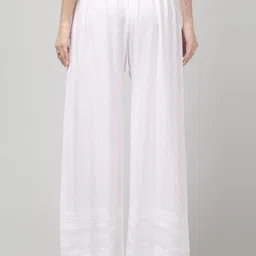 vizcon hub Women Loose Fit White Viscose Rayon Trousers image 2