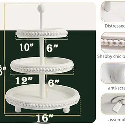 onlinecraft 3 tier Decorative Tray For Cake Pastrey Snaks, Serving tray Chirstmas Decor Tray Serving Set image 5