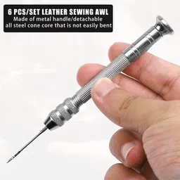revatakg 7Pcs Leather Sewing Awl Needle Set, Shoe Repair Tool Kit Hand Sewing Needle image 4