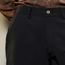 campus sutra Men Relaxed Black Corduroy Trousers image 4