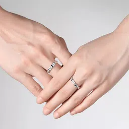 blueshine Adjustable Couple Ring for lovers in Silver valentine gift proposal Finger Rings Alloy Cubic Zirconia Silver Plated Ring Set image 4