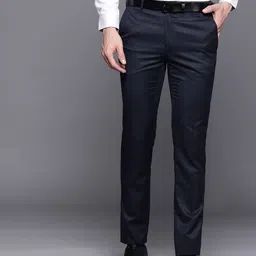 raymond Men Slim Fit Dark Blue Polyester Trousers-picture-31