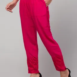 vizcon hub Women Loose Fit Pink Viscose Rayon Trousers image 3