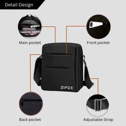zipex 10 inch Compact Cross Body Bag | Side Bag | Sling Bag | Waterproof Messenger Bag image 2