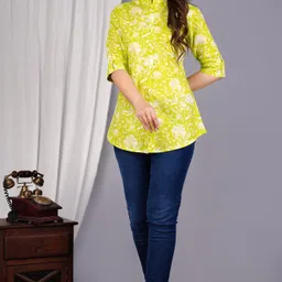 gamyam Casual Cuffed Sleeves Printed Women Light Green Top image 4