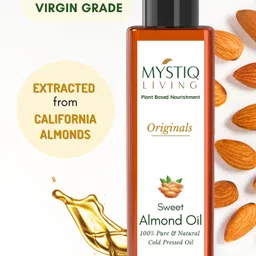 mystiq living Sweet Almond Oil - Cold Pressed - For Face, Skin, Hair and Body-picture-22