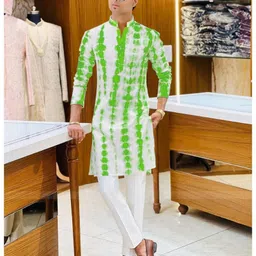 diamond cluster Men Printed Cotton Silk Straight Kurta image 1