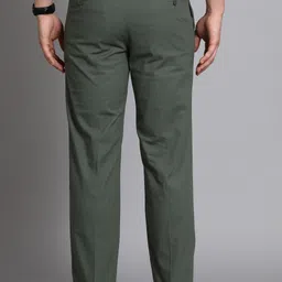 allen solly Men Slim Fit Green Cotton Blend Trousers image 4