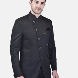 print cultr Men Solid Mandarin Casual, Festive & Wedding, Party Blazer image 3