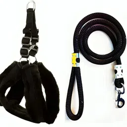 petjoy Dog Fur Harness with Leash Rope, Adjustable Pet Harness, Chest: 24-33 inch Dog Harness & Leash-picture-10