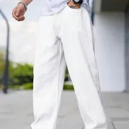 star4well Men Relaxed Fit Mid Rise White Jeans-picture-18
