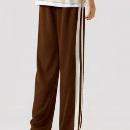 paralians Men Striped Brown Track Pants image 2