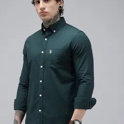 u.s. polo assn. Men Tailored Fit Solid Cut Away Collar Casual Shirt image 5
