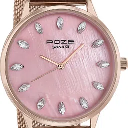 Sonata Poze Hearty Embrace Quartz Rose Round Dial Women's Watch Analog Watch - For Women SP80109WM01WF image 2
