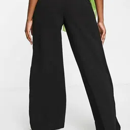 next one Women Loose Fit Black Lycra Blend Trousers image 2