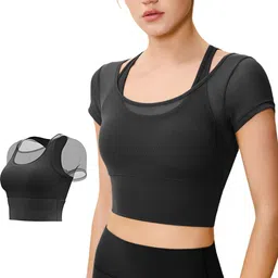 palay Women Solid Round Neck Polyester Black T-Shirt-picture-45