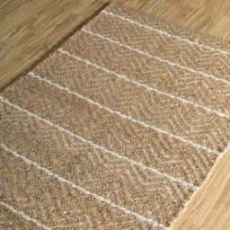 Beige Striped Jute 5 ft X 3 ft Flat Weave Carpet by Jaipur Rugs image 1
