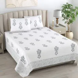 bombay spreads Grey Floral 180 TC Cotton King Size Bedsheet With 2 Pillow Cover-picture-21