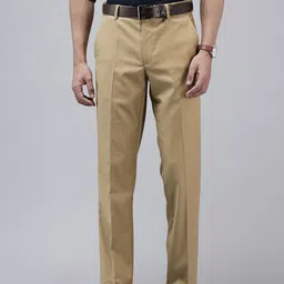 van heusen Men Slim Fit Khaki Polyester Trousers-picture-12
