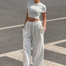 Women Solid Grey Track Pants-image-18