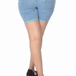 nifty Solid Women Denim Light Blue Denim Shorts image 3