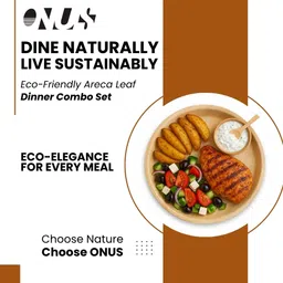 onus enterprise Pack of 50 Wood Areca Dinner Set | 12" Plate + 4" Bowl + Spoon | Eco-Friendly | Pack of 50 Dinner Set image 5