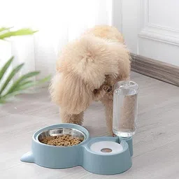 conziv Double Dog Bowls Automatic Water Dispenser Bottle Water Plastic Pet Bowl & Bottle image 5