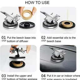 wleworldlookenterprises ™Fighter Jet Metal Solar Perfume For Car, Air Freshener Car Fragrance Blue Diffuser image 3