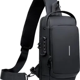 uzan Black Men & Women Sling Bag Small Backpack Stylish Unisex Waterproof Anti-theft CrossBody Bag With Password-picture-29