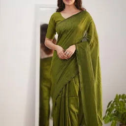 sutasari Solid/Plain Handloom Pure Cotton Saree image 3