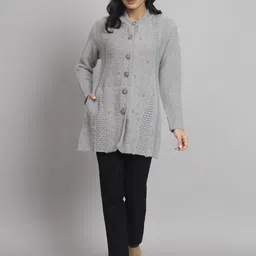 asdf Wool Blend Embroidered Coat For Women image 5