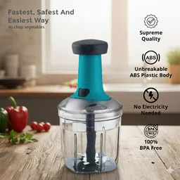 anjil Chopper, Onion Cutter, Onion Chopper, Vegetable Chopper (Teal, 1000ml. 5 Blades) Vegetable & Fruit Chopper image 2