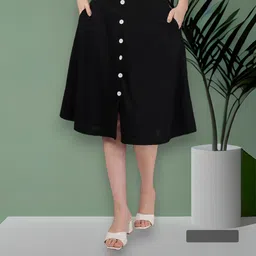 areca designer Women Solid Flared Black Skirt-picture-21