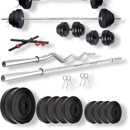 30 kg Adjustable Dumbbells Combo with 5ft Straight Bar, 3ft Curl Bar Home Gym Combo-image-55