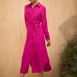 rare Women A-line Pink Midi/Calf Length Dress image 2