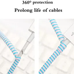 Augen Lightning Cable 1.5 m Spiral Cable Protector Saver Winder for Charger & Earphones (Light Grey, Pack of 1) image 3