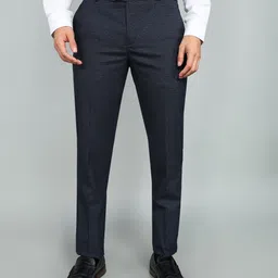 arrow Men Tapered Blue Polyester Trousers image 1