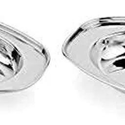 tannu craft Pack of 2 Stainless Steel Oval Plate | Subzi Plate | Rice Plate| Dahi Plate | Chat Plate Dinner Set-picture-21