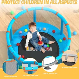 dereliable 55" Trampoline with Enclosure Net, Adjustable Bars, Birthday Gifts for Children Trampoline image 3