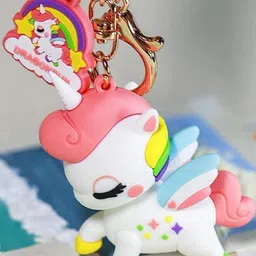 good goody Cute White Unicorn Keychain for Kids & Girls | Bag & Bike Keyring Key Chain image 4