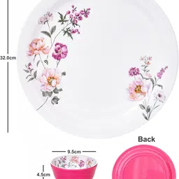 servewell Pack of 18 Melamin Buffet Set Twin Rnd - Geranium Dinner Set image 3