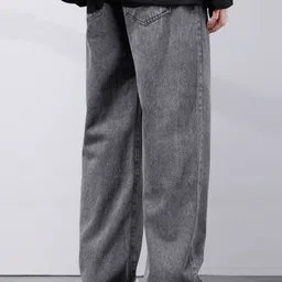 hoker Men Loose Fit Mid Rise Grey Jeans image 2