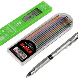 bm retail Set of Mechanical Lead Pencil, 12 Black Leads And 12 Color Leads Pencil Pencil image 1